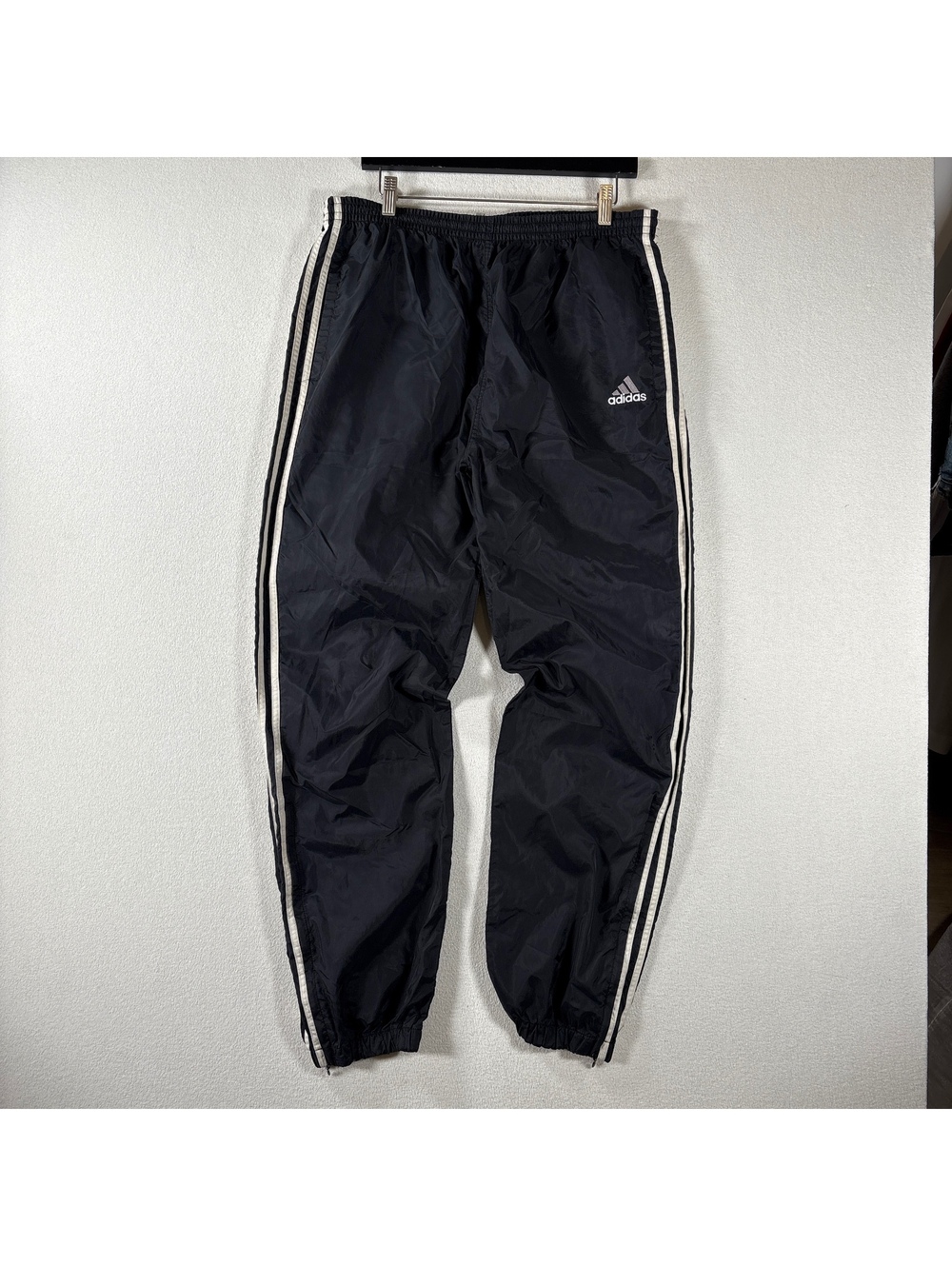 Vintage Y2K Adidas black with white stripes track pants